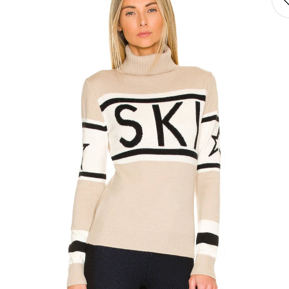 Perfect Moment Beige and Black Turtleneck Sweater XS